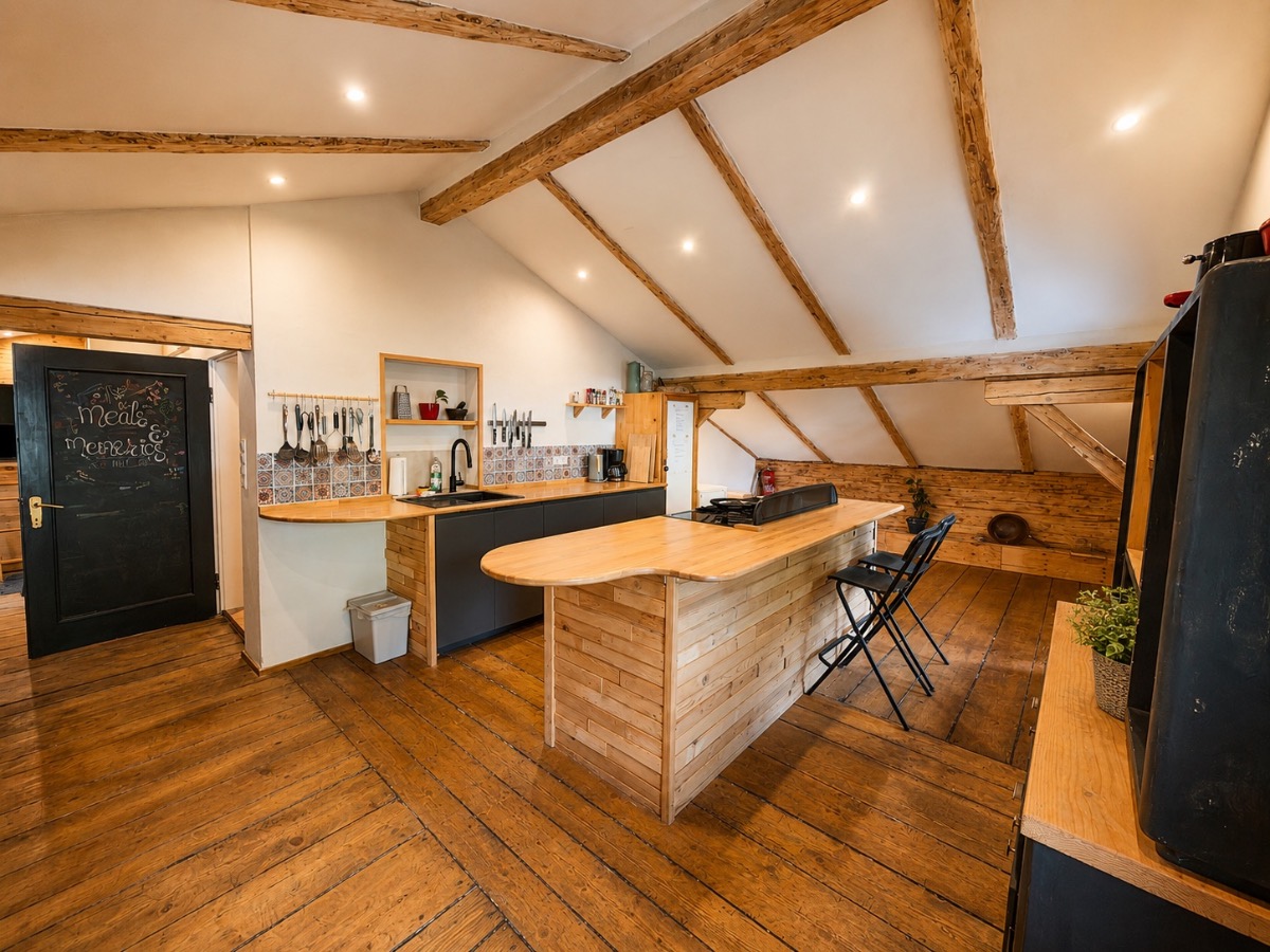 The large fully equipped communal kitchen